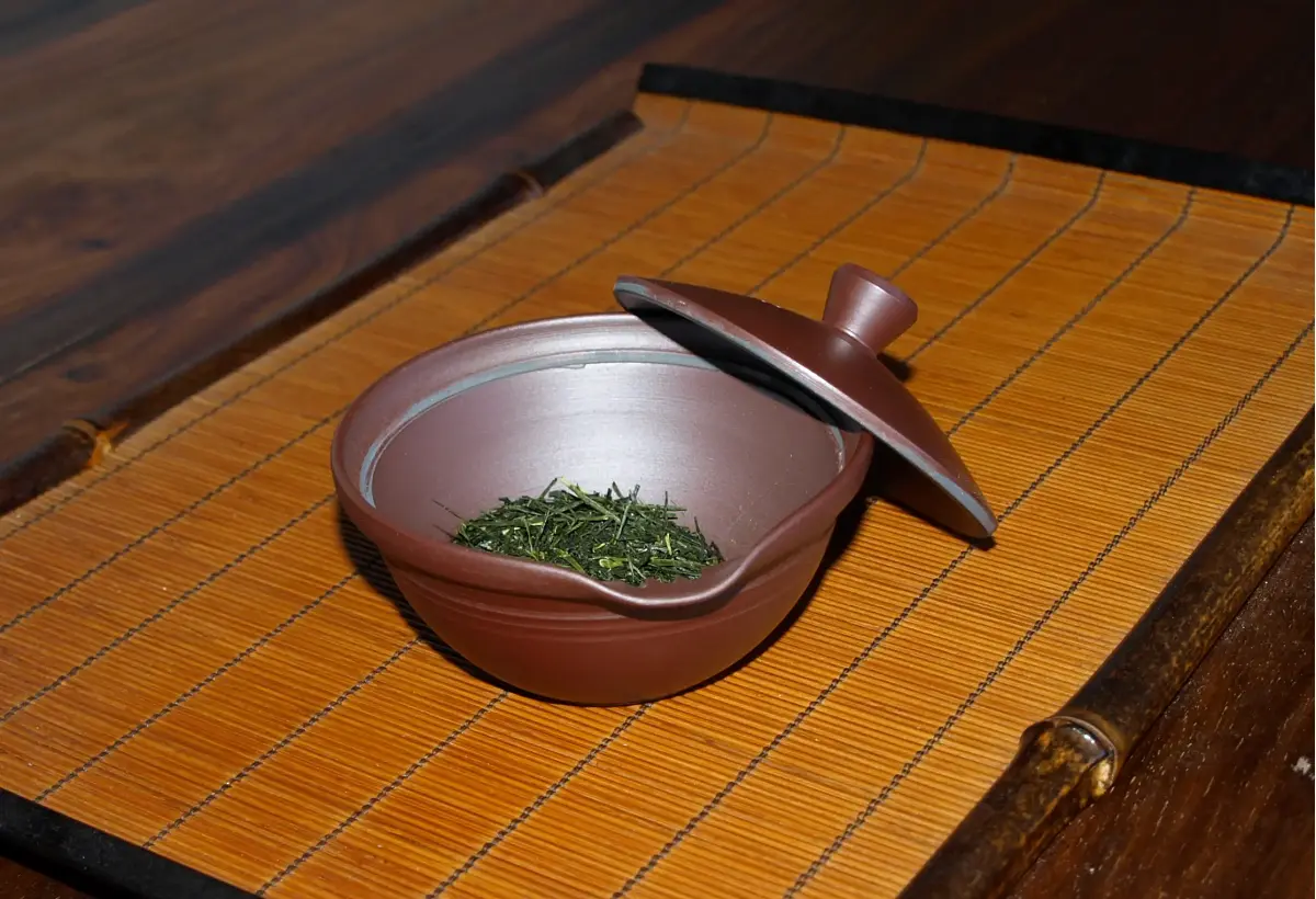 Gyokuro serverad i shiboridashi Gyokuro i shiboridashi